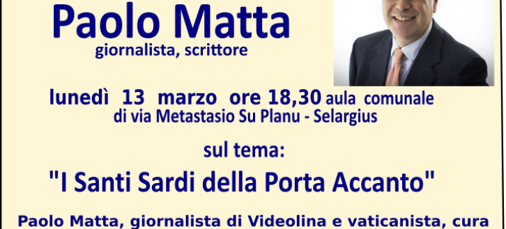 Incontro con il giornalista  Paolo Matta il 13 marzo prossimo