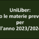 UniLiber: Ecco le materie previste per l’anno accademico 2023/2024