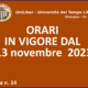 UniLiber: nuovi orari dal 13 novembre 2023