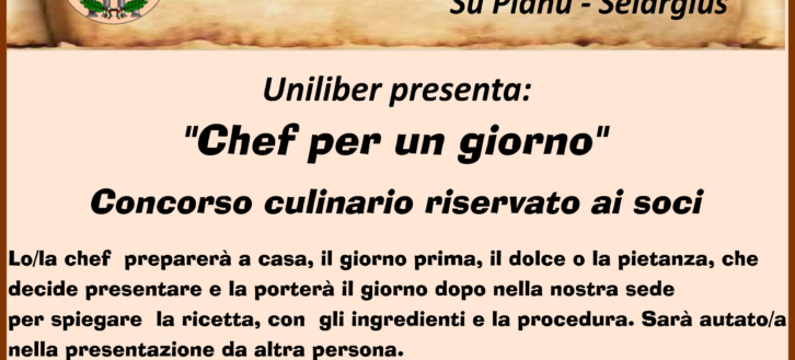 UniLiber: “Chef per un giorno” nuovo concorso riservato ai soci