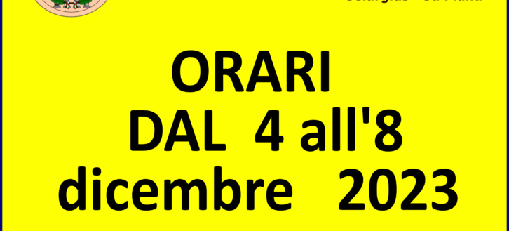 UniLiber: orari  dal 4 all’8 dicembre 2023