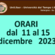 UniLiber: orari dal 11 al 15 dicembre 2023