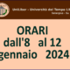 UniLiber: orari dall’8 al 12 gennaio 2024