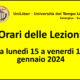 UniLIber: orario lezioni dal 15 al 19 gennaio 2024