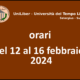 UniLiber: orari settimanali dal 12 al 16 febbraio 2024