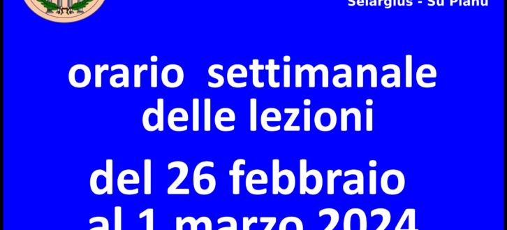 Orari dal 26 febbraio al 1 marzo 2024