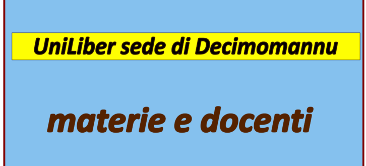 UniLiber Decimomannu: materie e docenti 2024