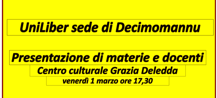 Venerdì 1 marzo 2024: presentazione materie sede di Decimomannu