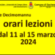 Decimomannu: orario lezioni dal 11 marzo 2024