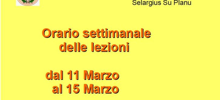 Orario lezioni dal 11 al 15 Marzo