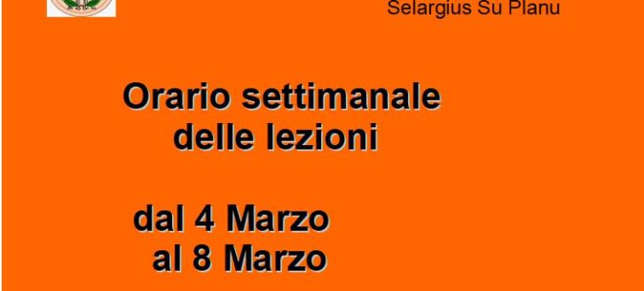 Orari lezioni dal 4 al 8 Marzo