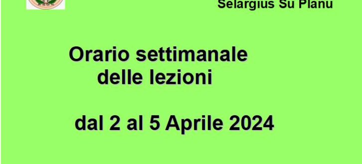 Orario lezioni dal 2 al 5 Aprile revisionato