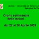 Orario lezioni dal 22 al 26 Aprile 2024