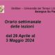 Orario delle lezioni dal 29 Aprile al 3 Maggio 2024