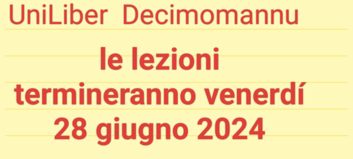 UniLiber Decimomannu: le lezioni finiranno il 28 giugno 2024