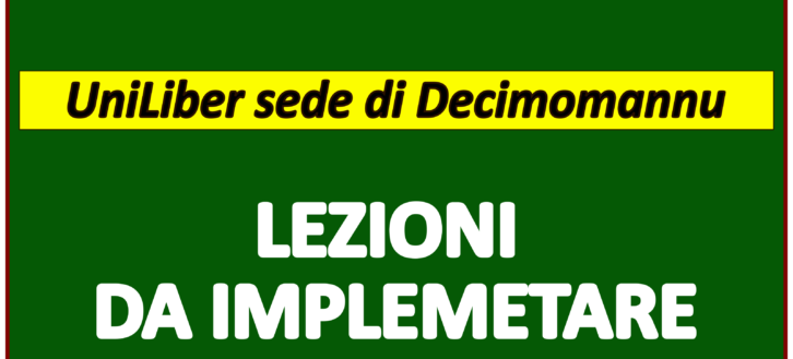 UniLiber, Decimomannu: materie e docenti  prossimo anno accademico 2024/2025