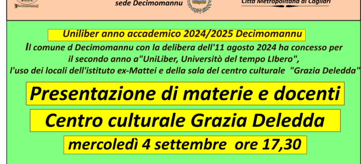 Decimomannu: presentazione anno accademico 2024/2025