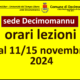 UniLiber Decimomannu: orario lezioni 11/15 novembre 2024