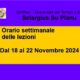 Orario delle lezioni dal 18 al 22 Novembre