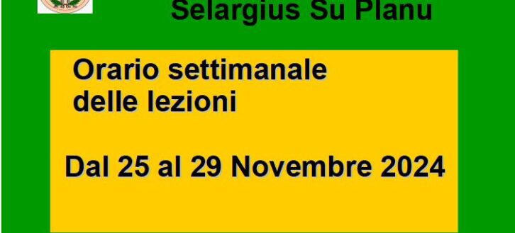 Orario delle lezioni dal 25 al 29 Novembre 2024