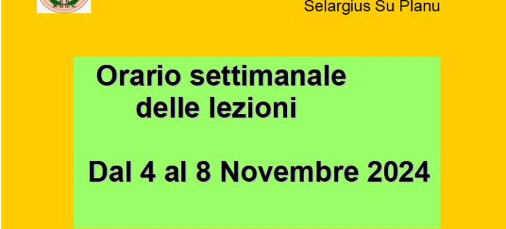 Orario delle lezioni dal 4 al 8 Novembre 2024