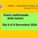 Orario delle lezioni dal 4 al 8 Novembre 2024