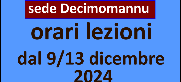 UniLIber, Decimomannu: orari lezioni dal 9 al 13 dicembre 2024