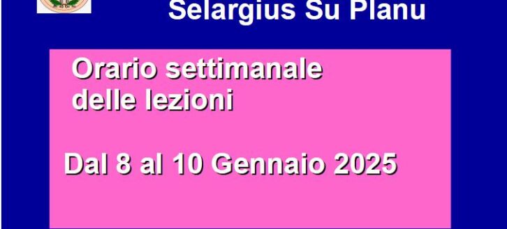 Orario delle lezioni 8-10 Gennaio 2025