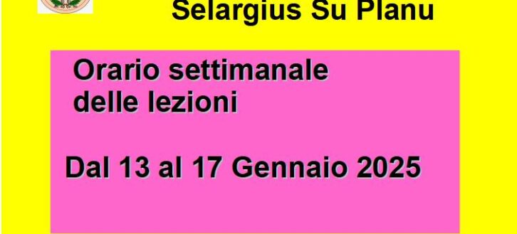 Orario delle lezioni dal 13 al 17 Gennaio 2025